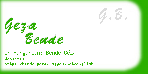 geza bende business card